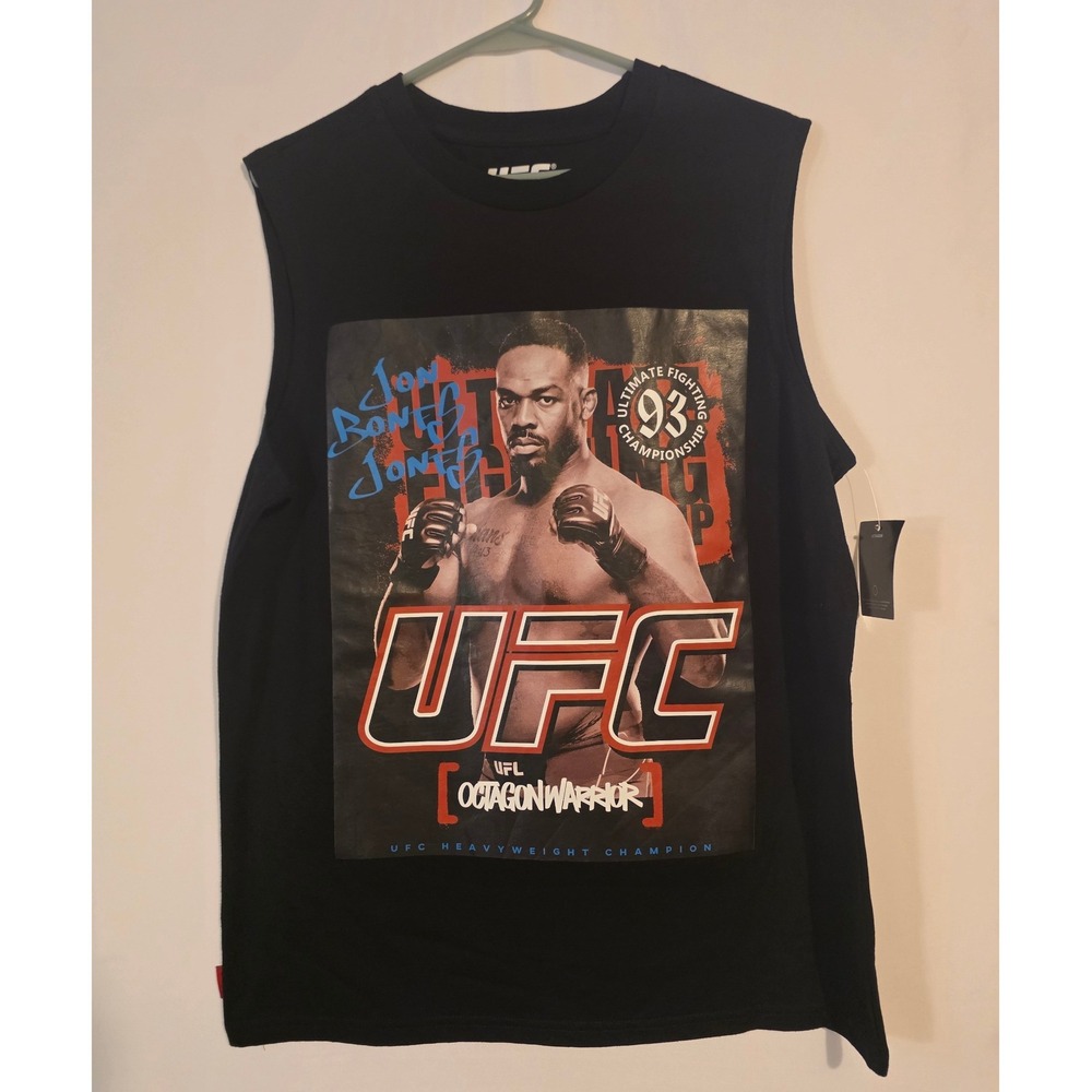 UFC Jon Bones Jones Mens Black Sleeveless Graphic Muscle Tee Shirt Small NEW